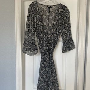 DKNY Snakeskin Print Wrap Dress
